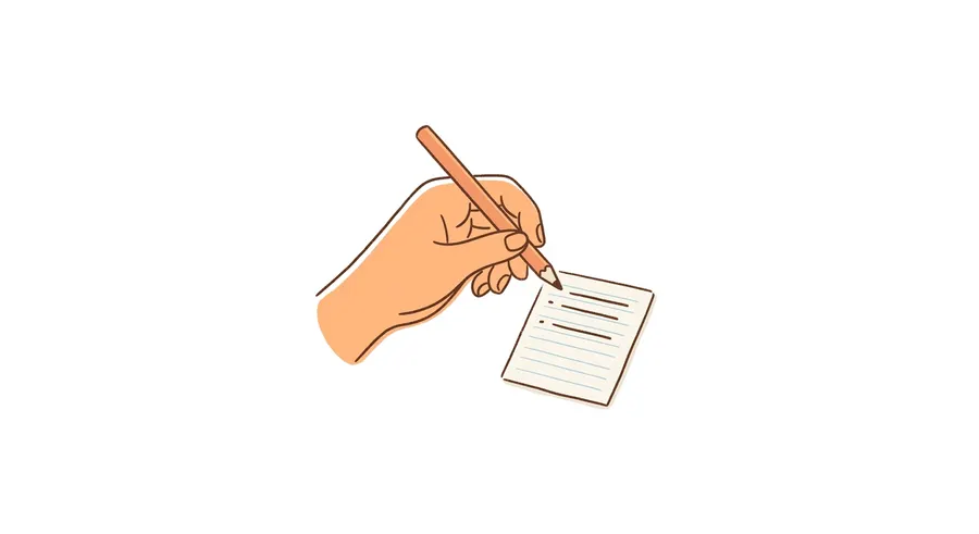 A hand writing a list of units on a notepad